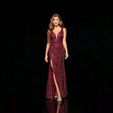 Evening Dress High Slit Backless Sequ Slim Fit Fishtail Maxi Dress